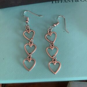 silver toned triple heart drop dangle earrings new to bundle/save 317